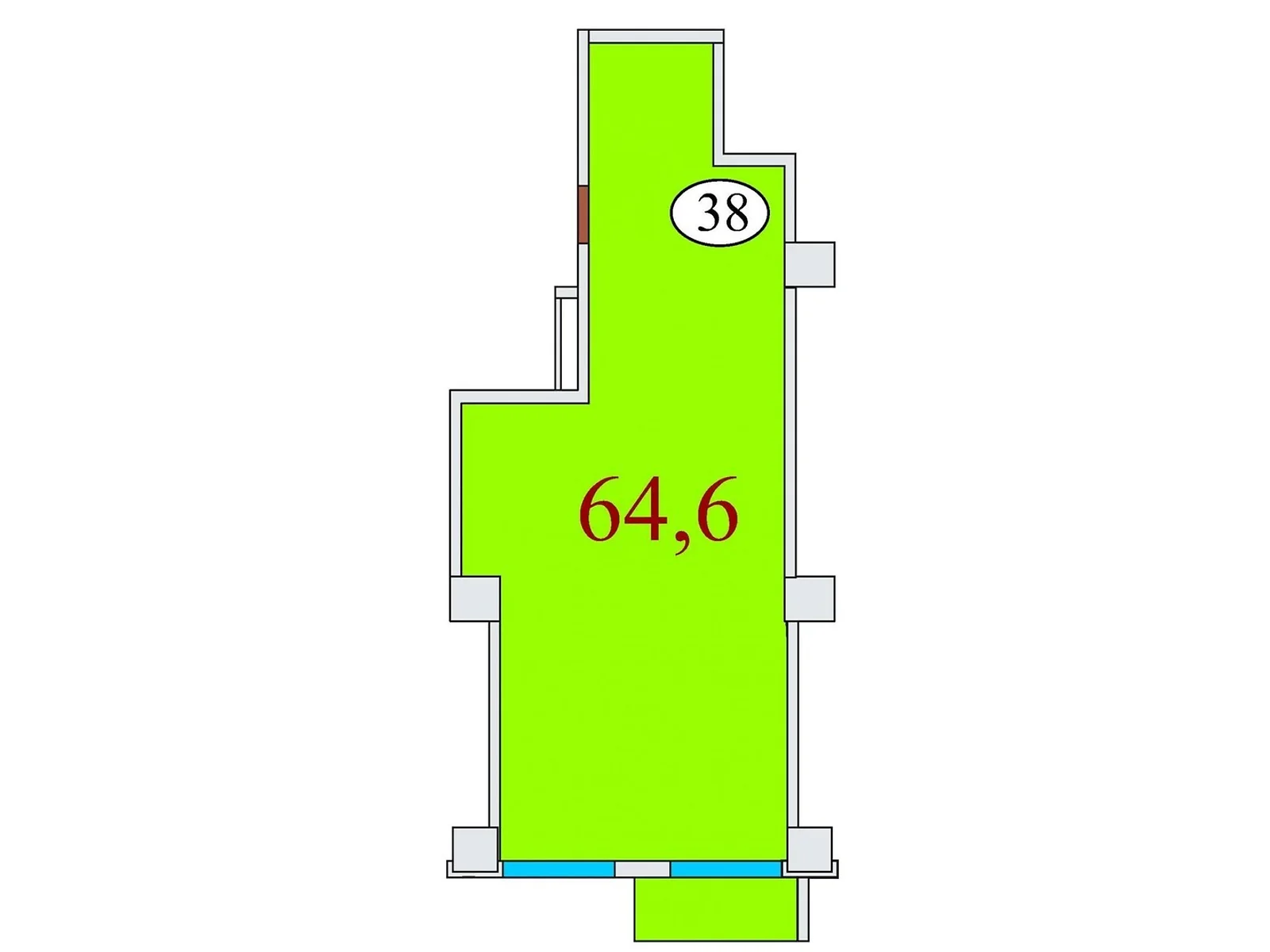 Продается 1-комнатная квартира 64.6 кв. м в Днепре, ул. Айдаривська, 15 - фото 1