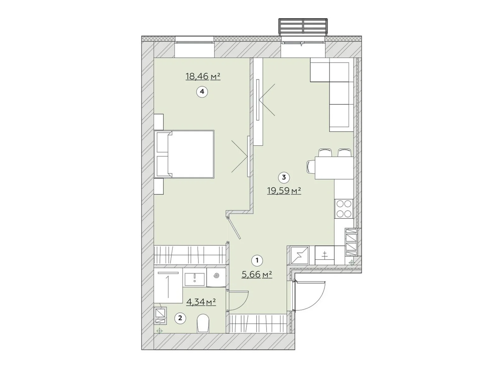 1-комнатная квартира 48.6 кв. м в Запорожье, цена: 40856 $