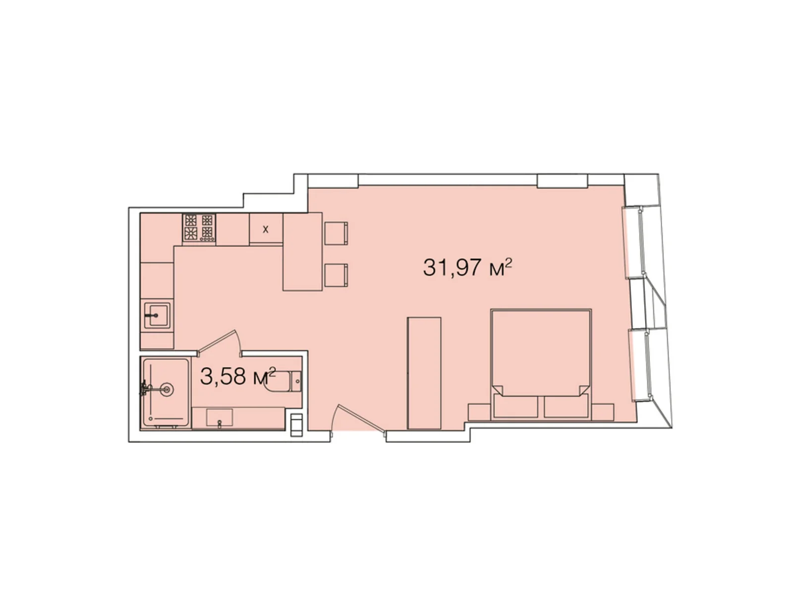 Продается 1-комнатная квартира 35.55 кв. м в Львове, ул. Шевченко Тараса, 73