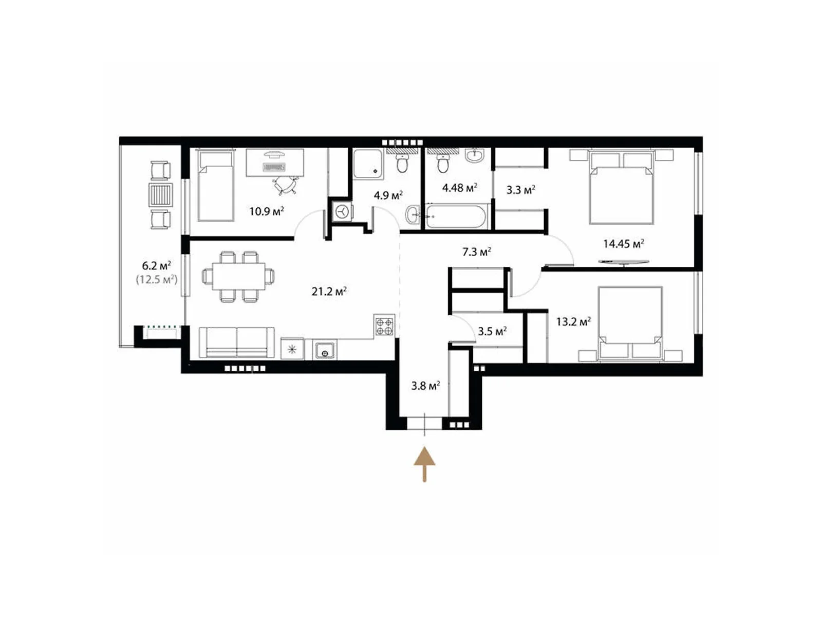 Продается 3-комнатная квартира 93.2 кв. м в Ужгороде, ул. Живописная, 8 - фото 1