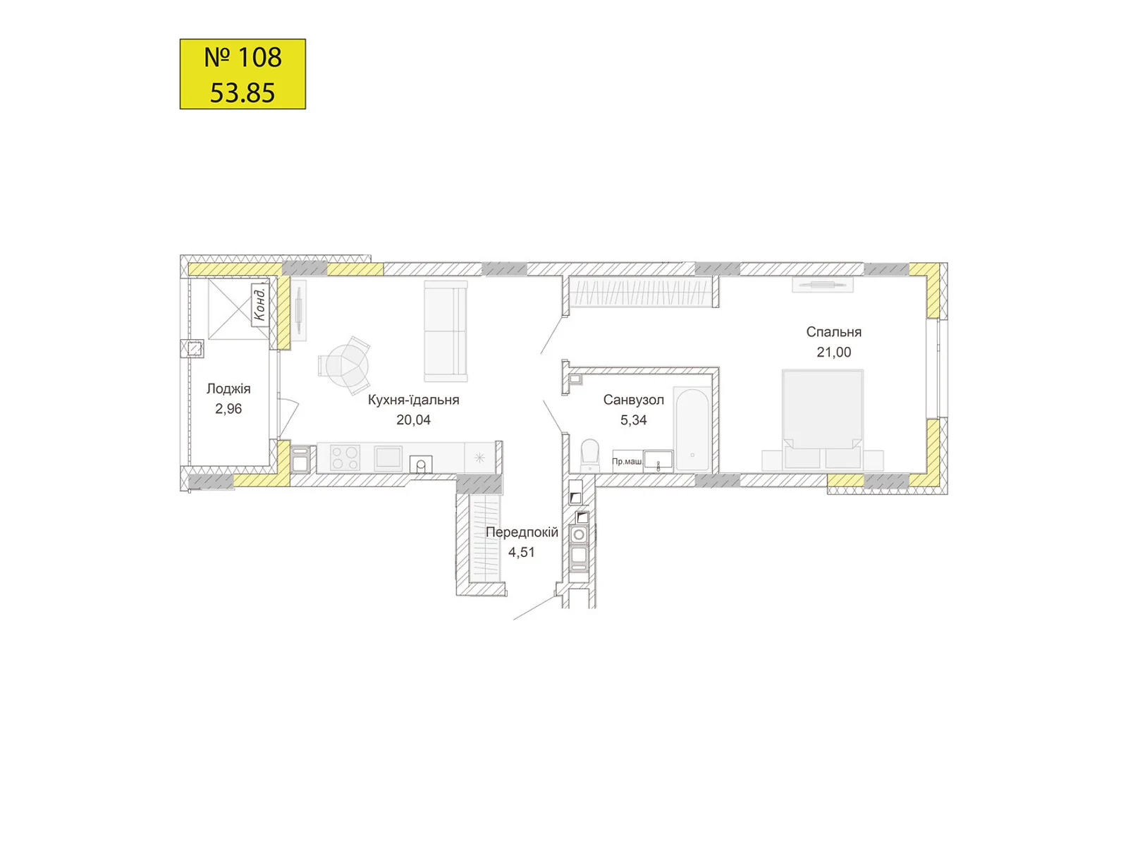 Продается 1-комнатная квартира 53.85 кв. м в Ровно, цена: 73800 $