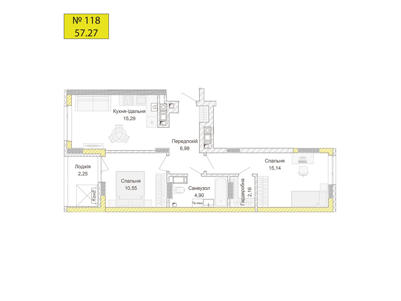 Продается 2-комнатная квартира 57.27 кв. м в Ровно, ул. Ленокомбинатовская - фото 1