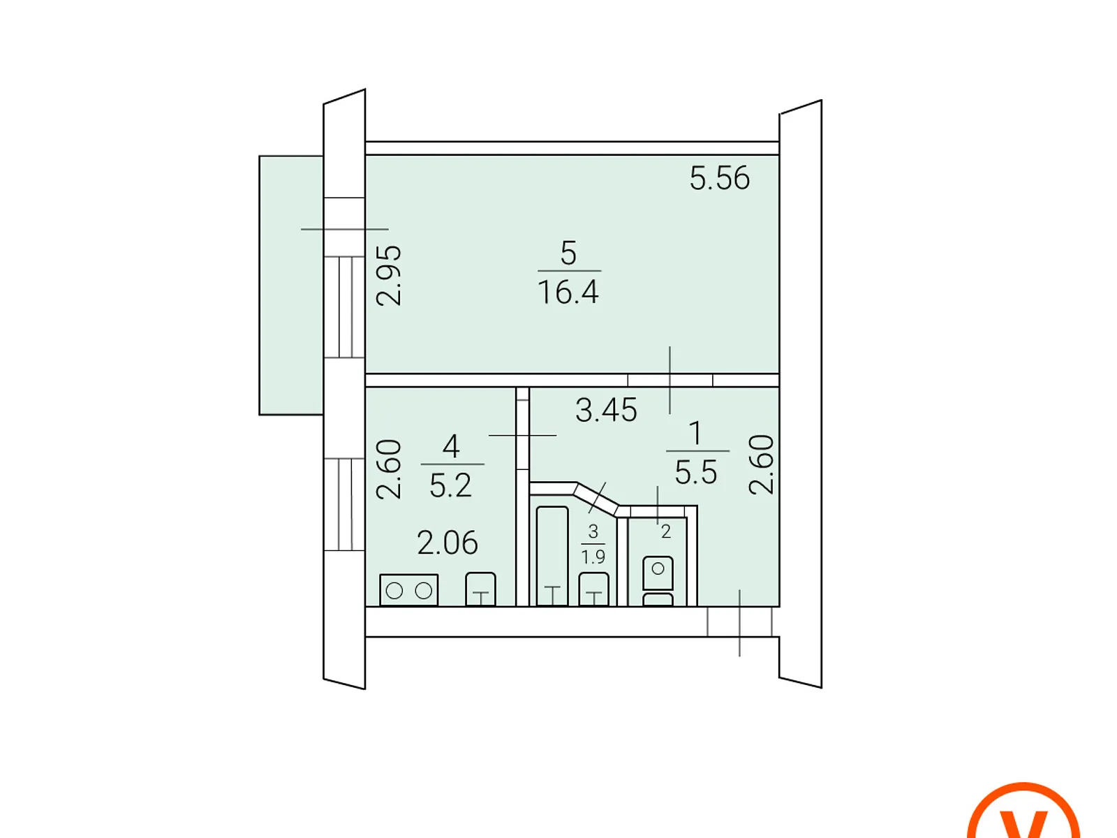 Продається 1-кімнатна квартира 32 кв. м у Харкові, вул. Чоботарська, 48