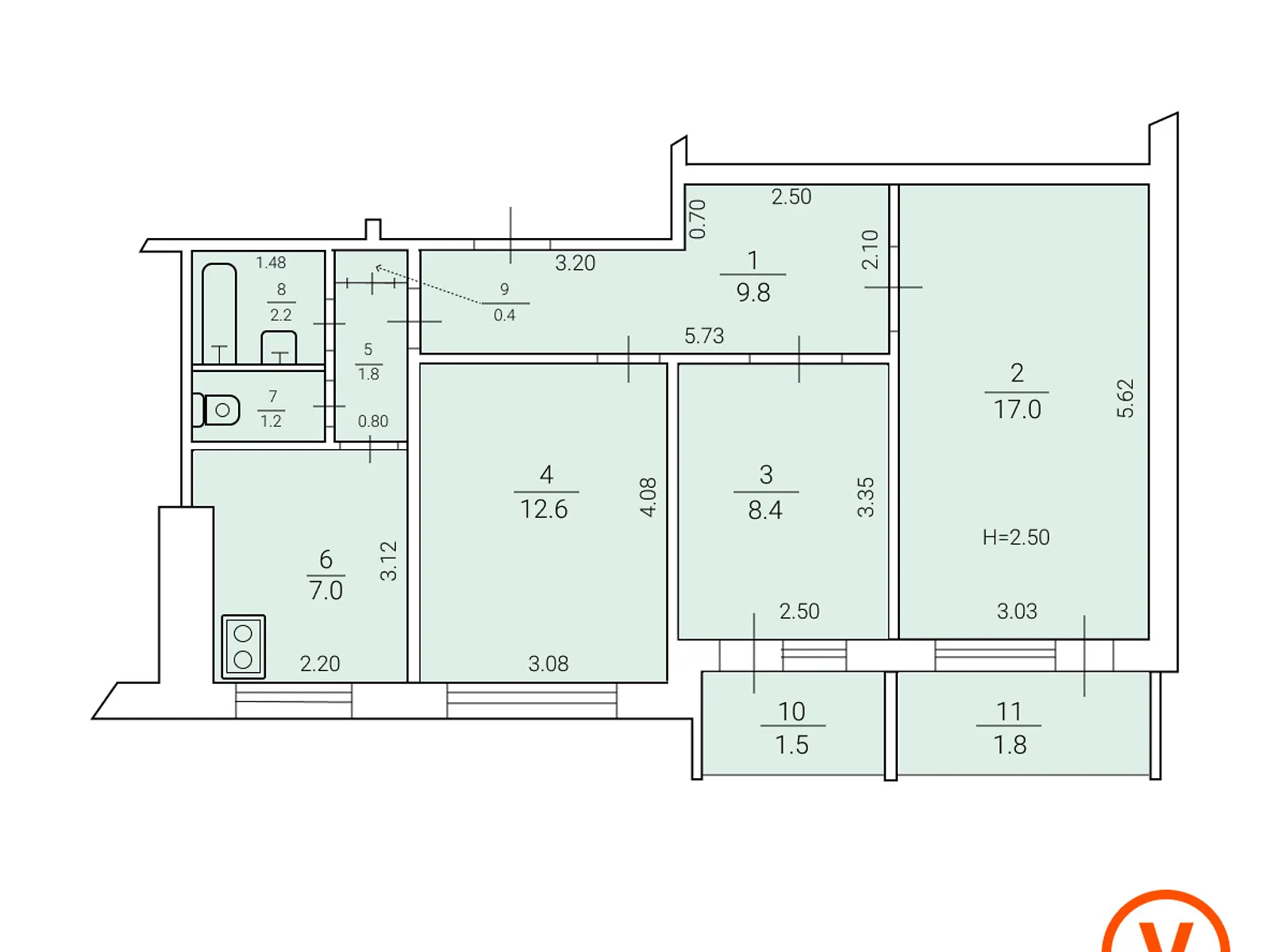 Продается 3-комнатная квартира 63 кв. м в Львове, ул. Троллейбусная, 6