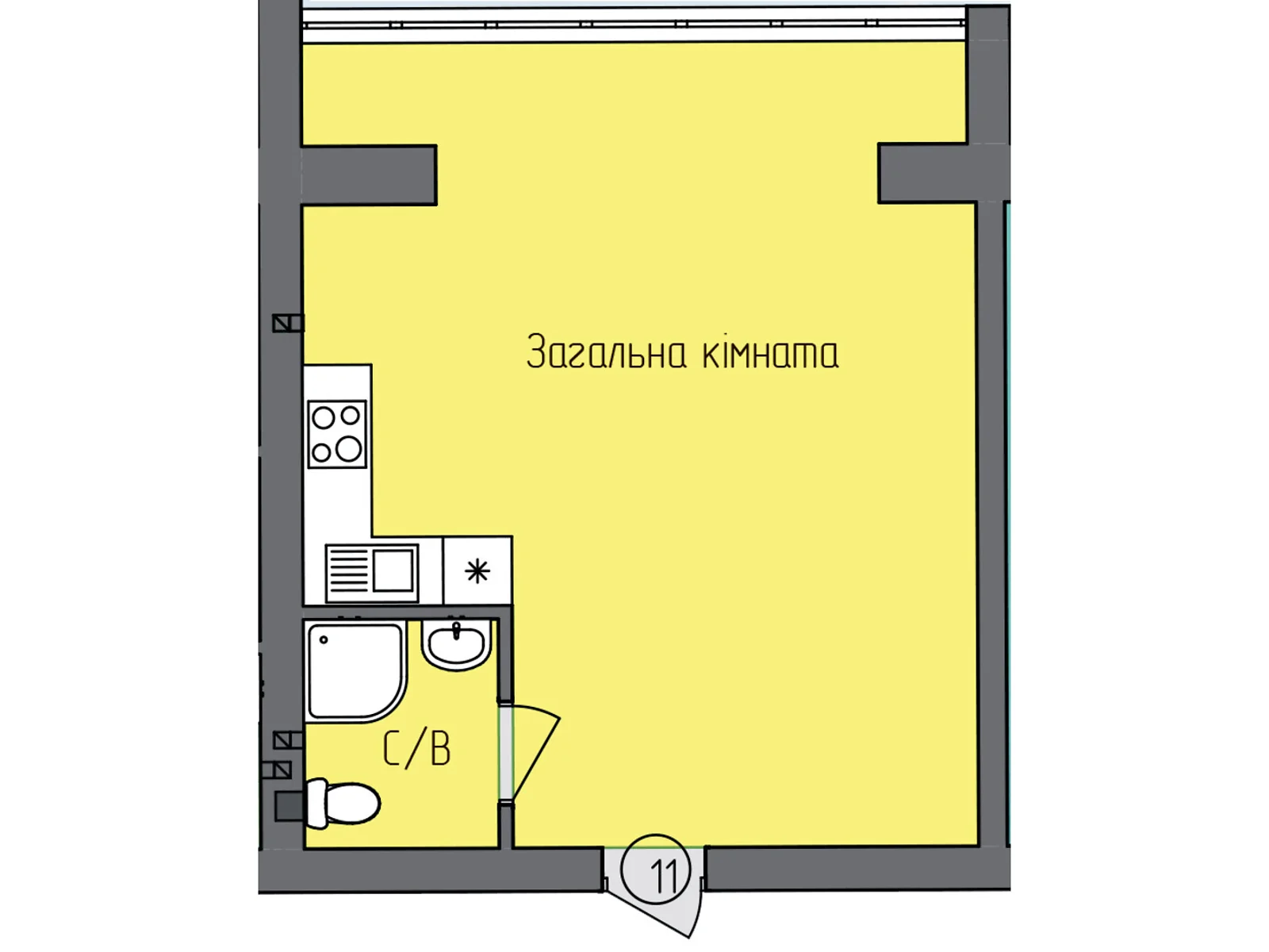 Продається 1-кімнатна квартира 37.3 кв. м у Дніпрі, вул. Мольєра