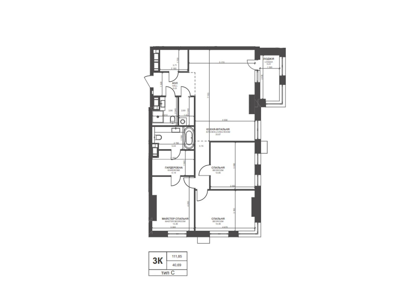 Продается 3-комнатная квартира 111.85 кв. м в Киеве, ул. Василия Тютюнника, 39/2