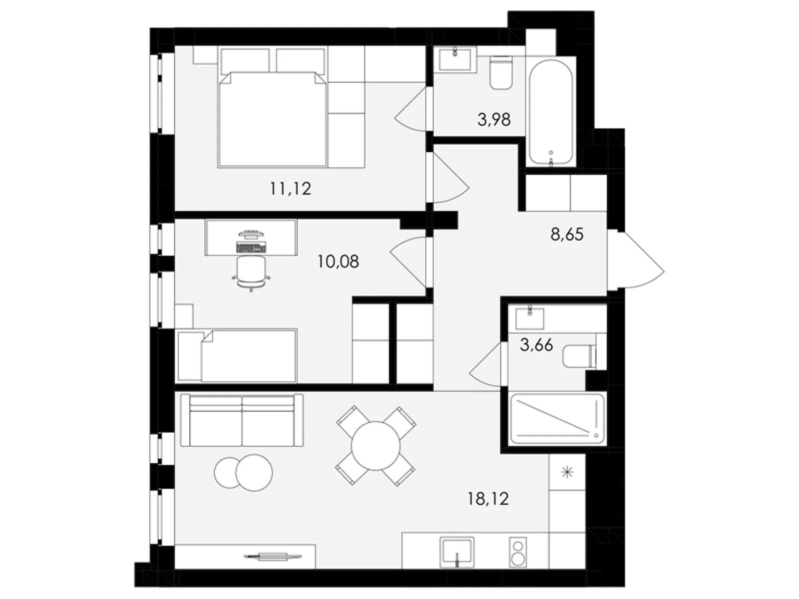 Продается 2-комнатная квартира 56 кв. м в Сокольниках, цена: 58391 $