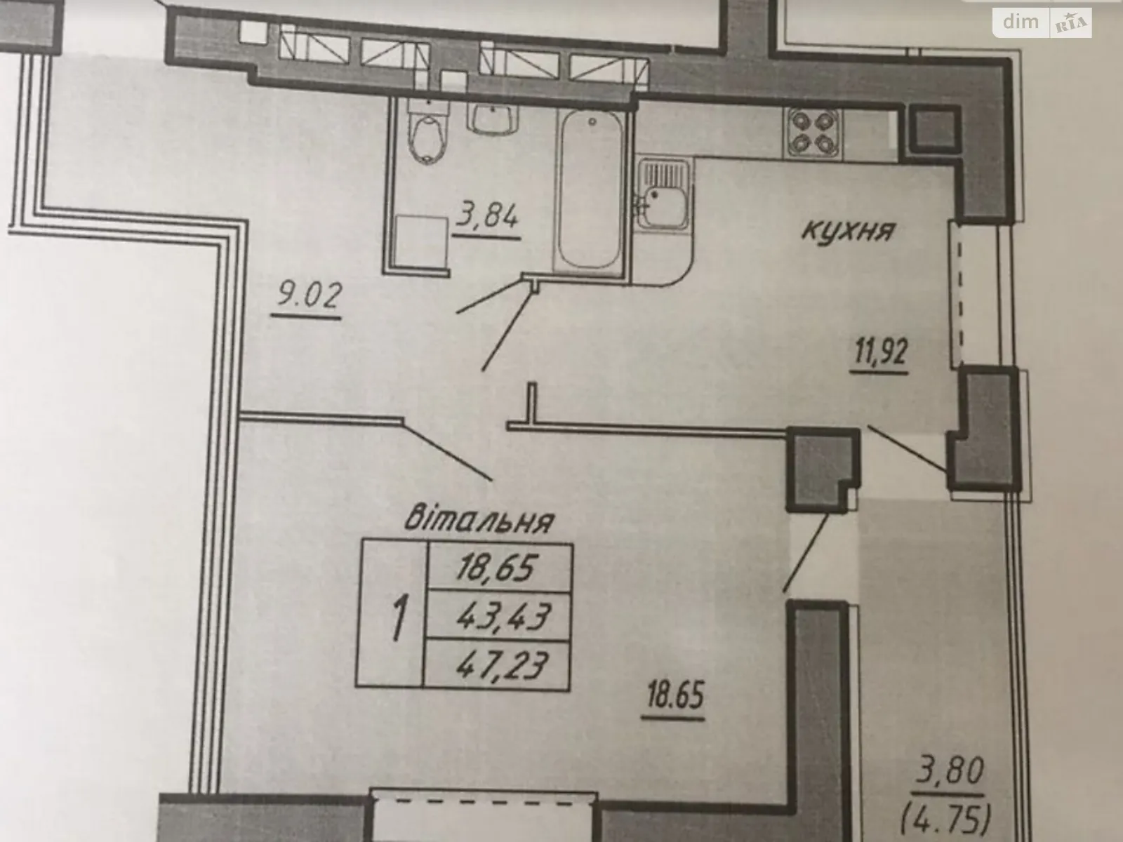 1-кімнатна квартира 47 кв. м у Тернополі, цена: 31000 $