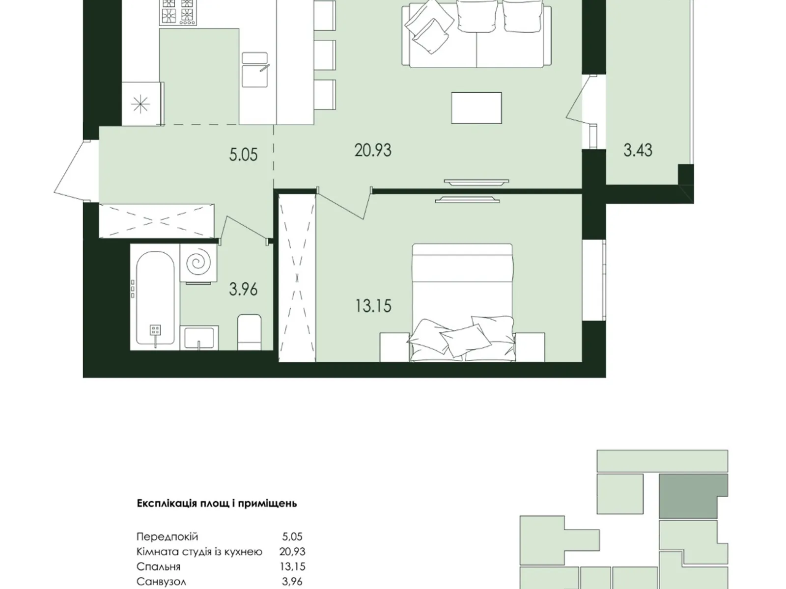 Продается 1-комнатная квартира 46 кв. м в Львове, ул. Зеленая, 204