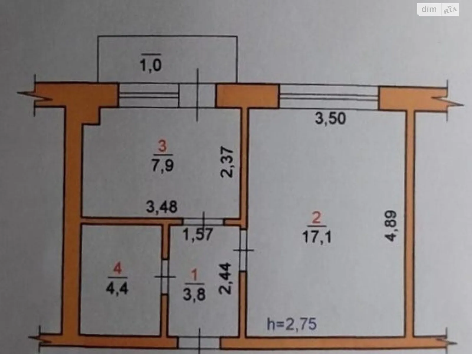 Продається 1-кімнатна квартира 34.2 кв. м у Хмельницькому