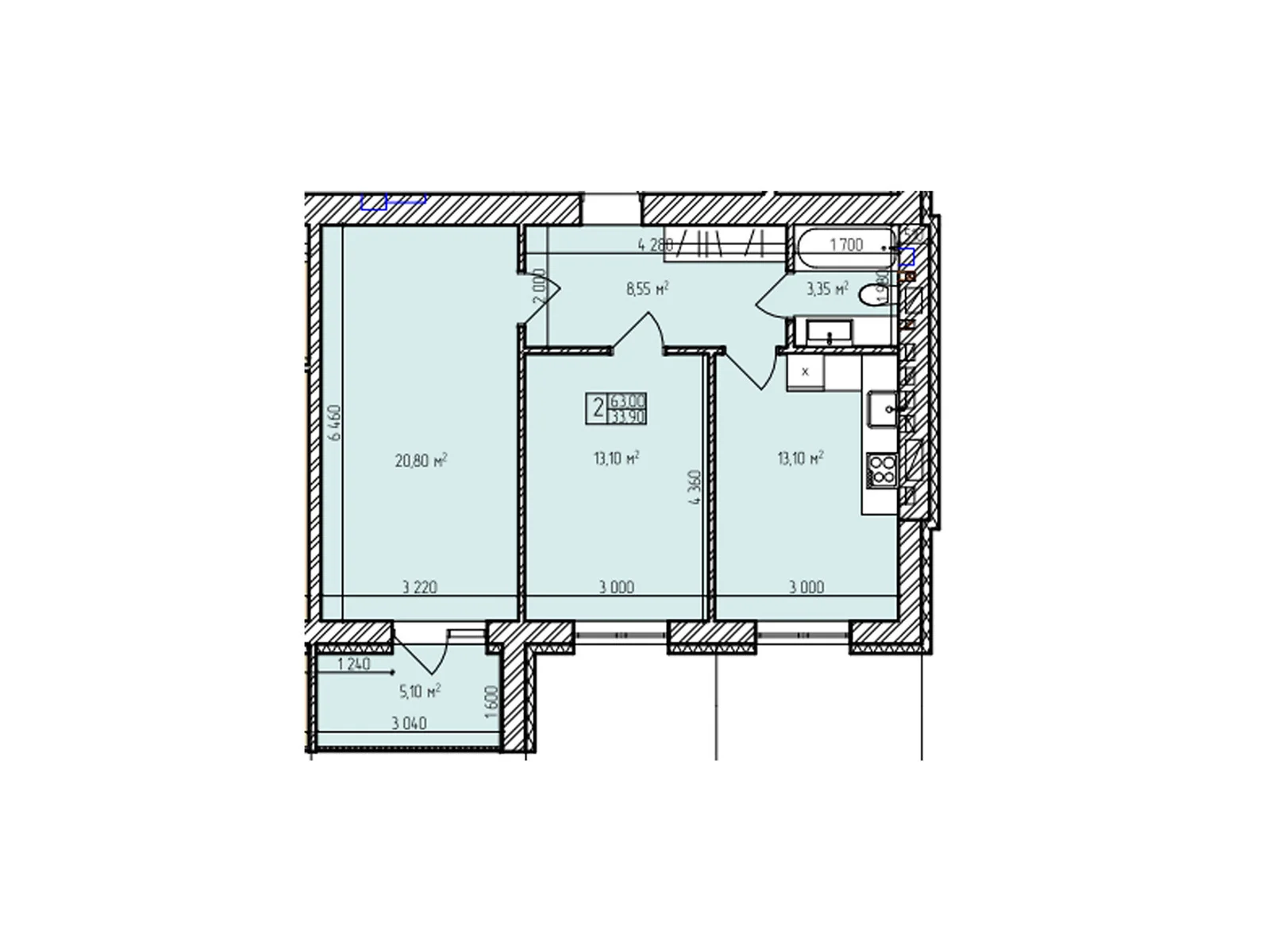 Продается 2-комнатная квартира 63 кв. м в Хмельницком, просп. Мира