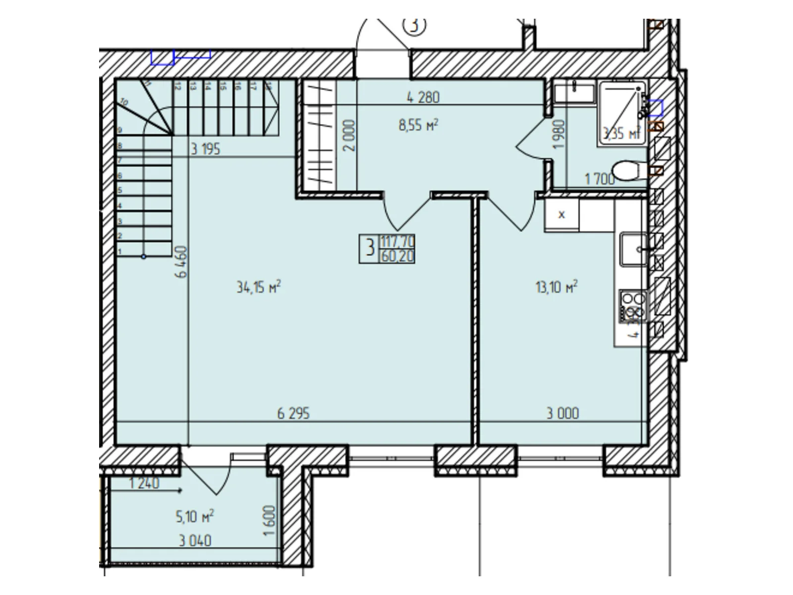 Продается 3-комнатная квартира 117.7 кв. м в Хмельницком, просп. Мира