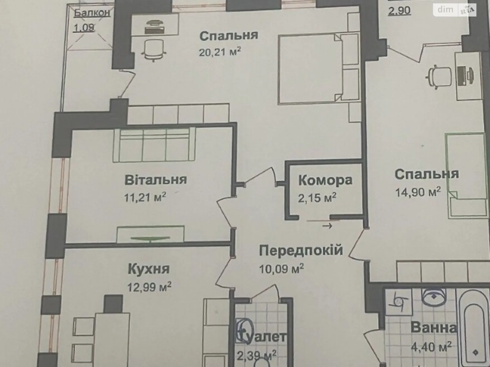 3-комнатная квартира 82 кв. м в Тернополе, пер. Тарнавского Мирона Генерала