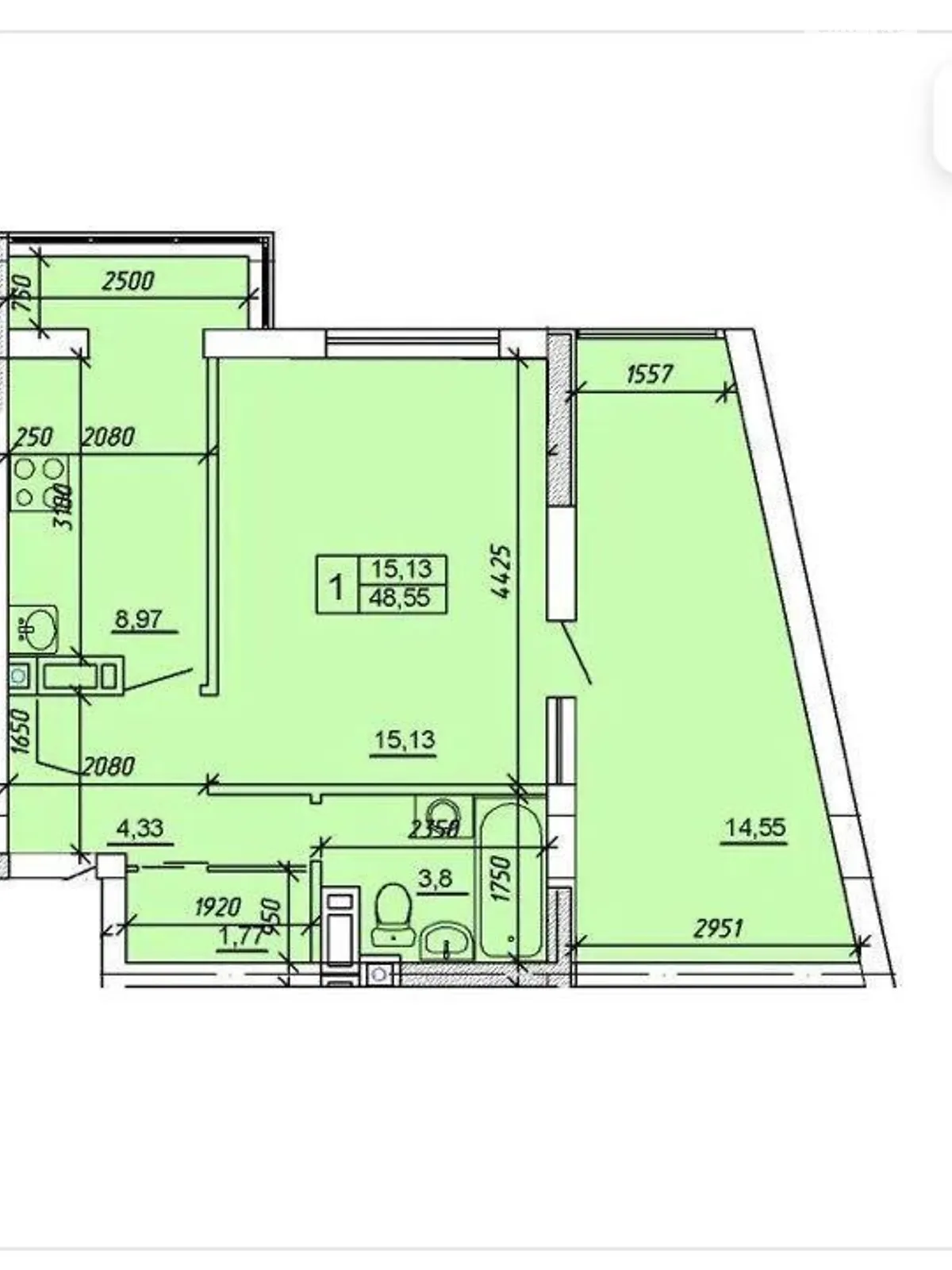 Продается 2-комнатная квартира 48.5 кв. м в Хмельницком - фото 4