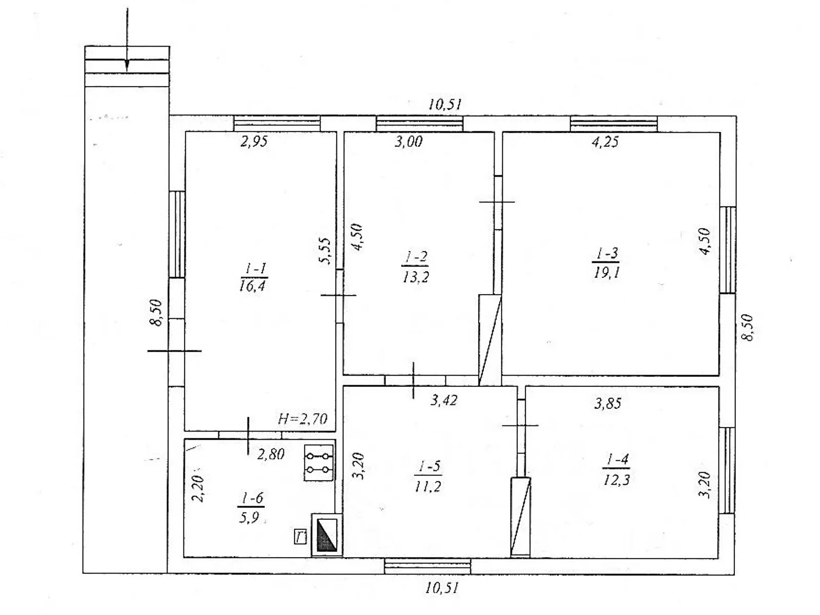 Продается одноэтажный дом 80 кв. м с камином, цена: 26000 $