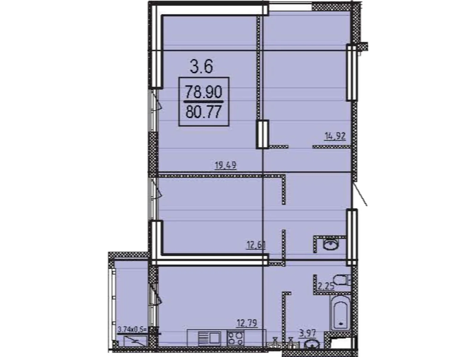 Продается 3-комнатная квартира 80.2 кв. м в Одессе, ул. Дача Ковалевского, 5