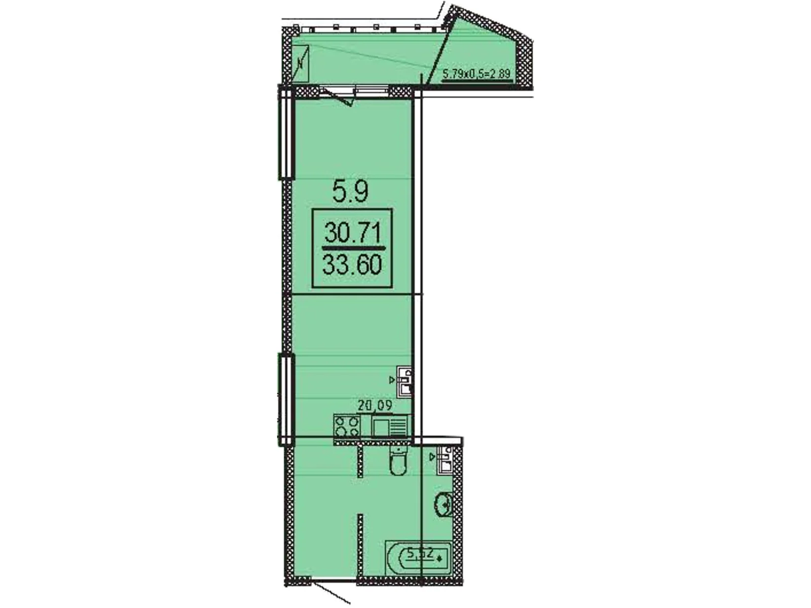 Продается 1-комнатная квартира 31.6 кв. м в Одессе, ул. Дача Ковалевского, 5 - фото 1