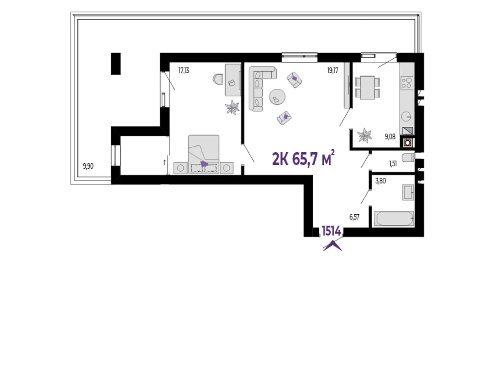 Продается 2-комнатная квартира 65.7 кв. м в Криховцы, цена: 53874 $