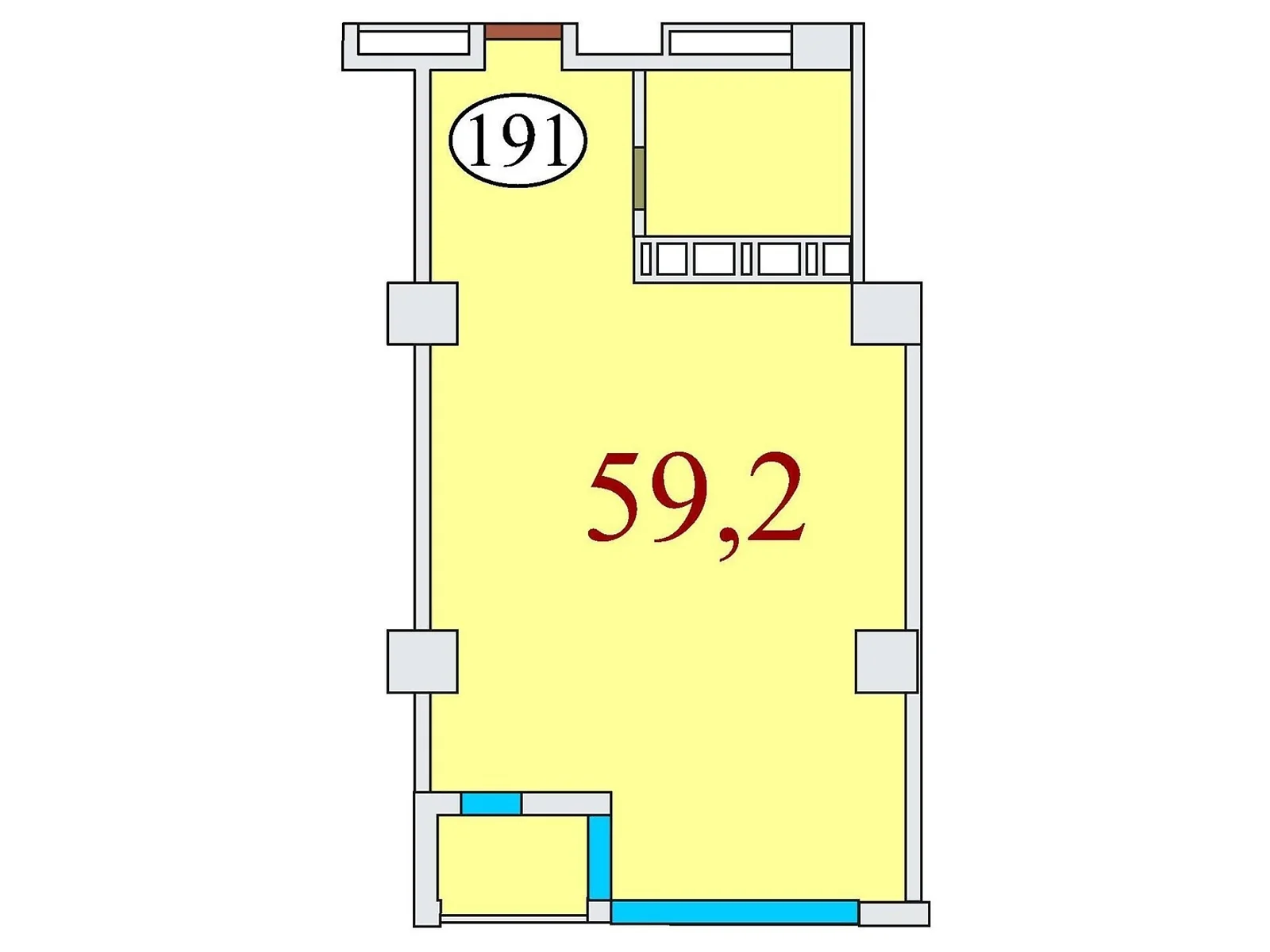 Продається 1-кімнатна квартира 59.2 кв. м у Дніпрі, вул. Айдарівська, 15