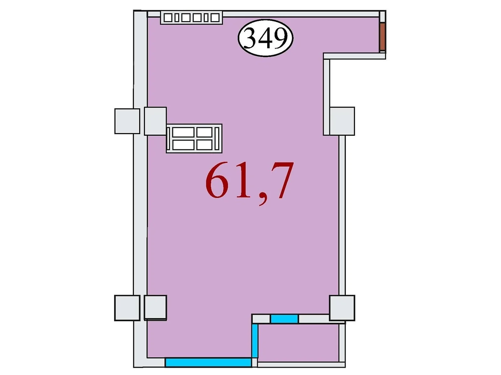 Продается 1-комнатная квартира 61.7 кв. м в Днепре, ул. Айдаривська, 15