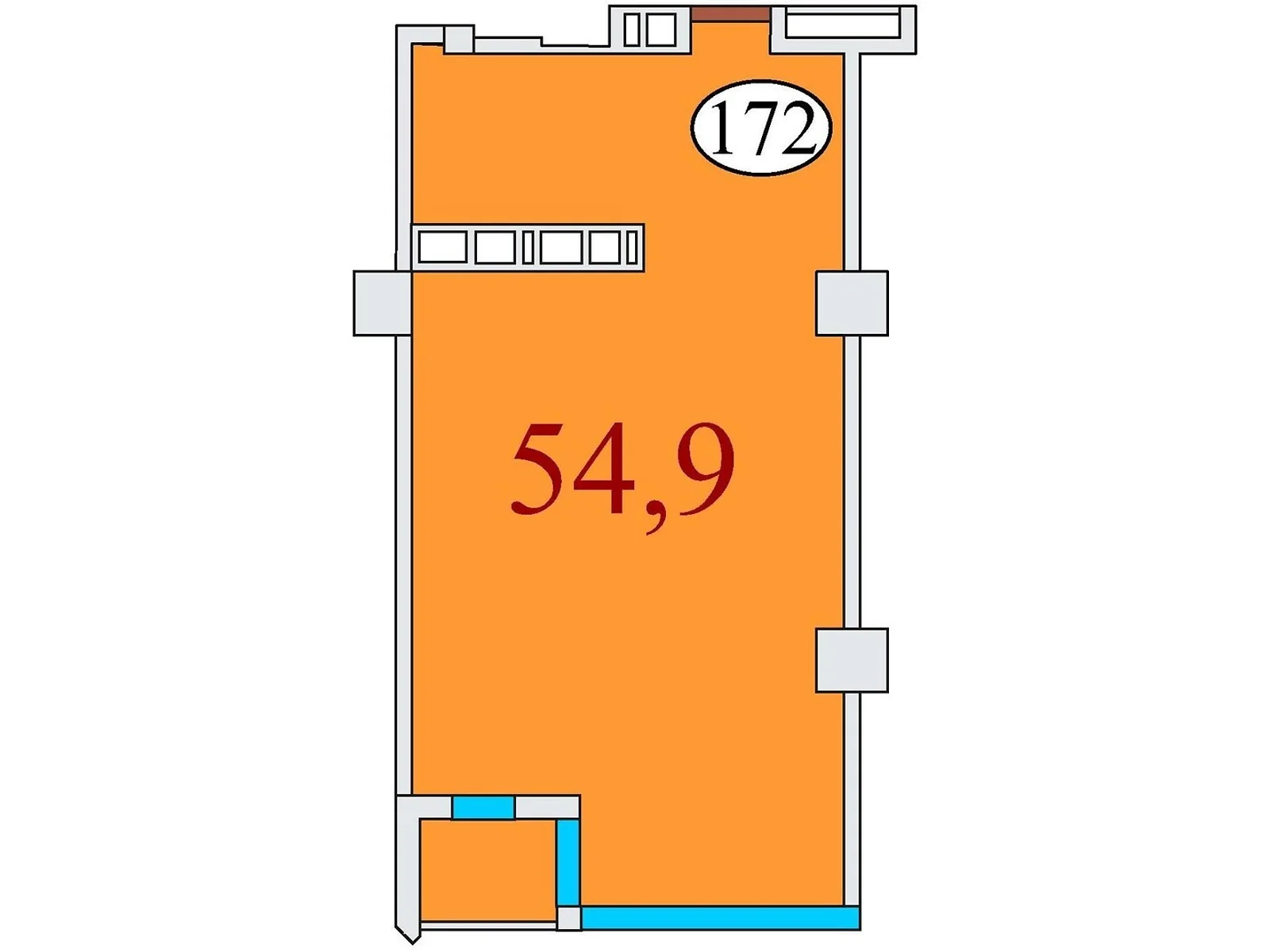 Продается 1-комнатная квартира 54.9 кв. м в Днепре, ул. Айдаривська, 15