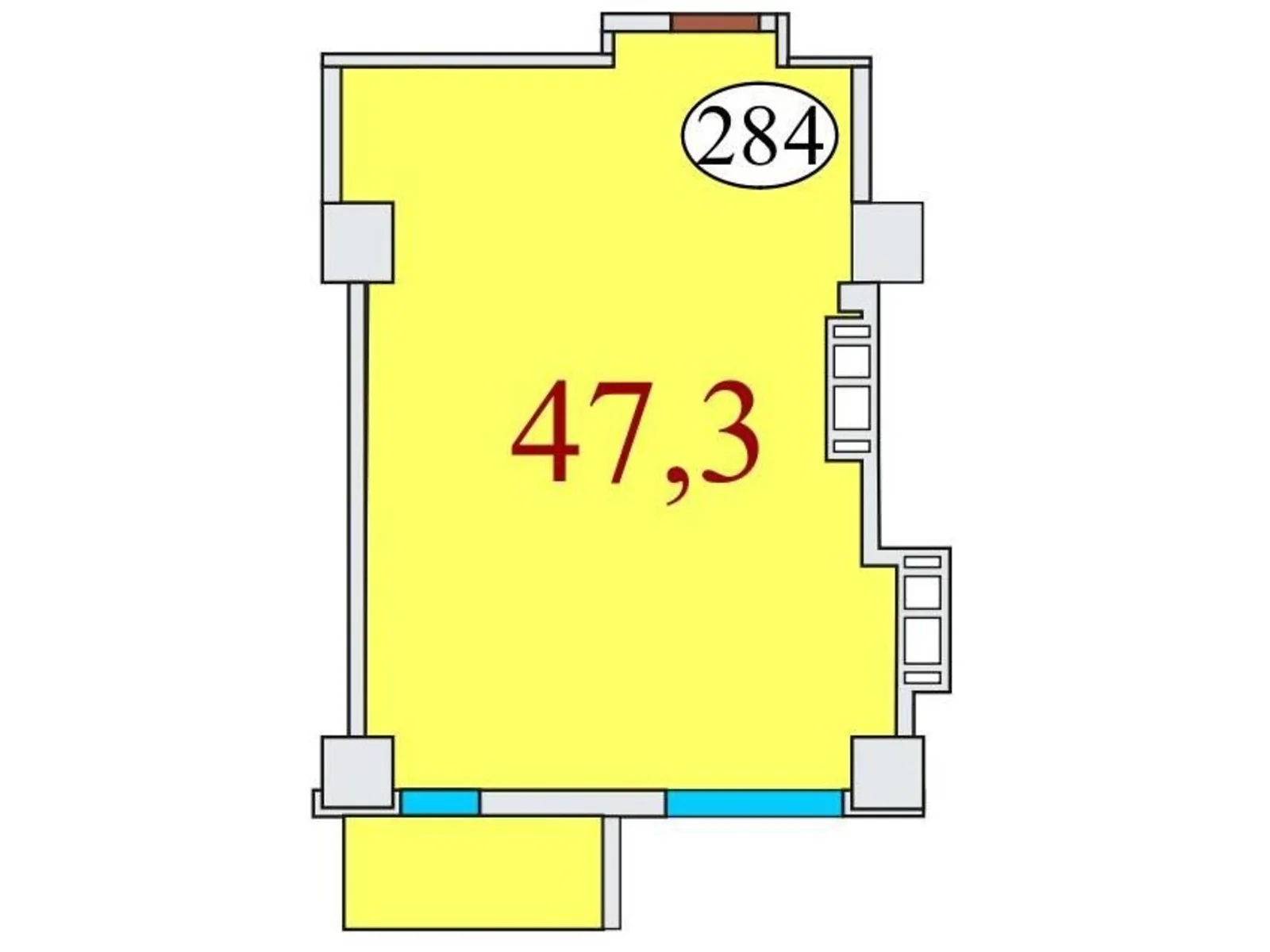 Продається 1-кімнатна квартира 47.3 кв. м у Дніпрі, цена: 52976 $