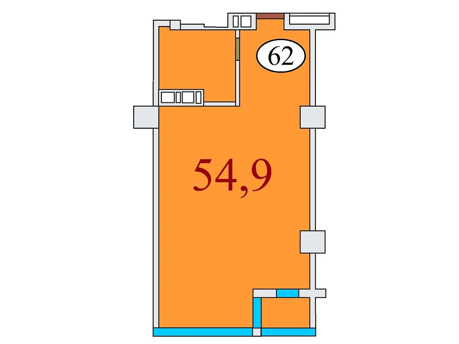 Продается 1-комнатная квартира 54.9 кв. м в Днепре, ул. Айдаривська, 15 - фото 1