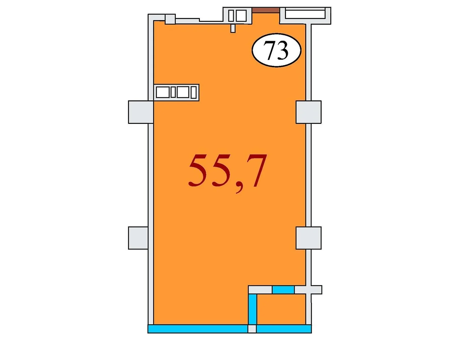 Продается 1-комнатная квартира 55.7 кв. м в Днепре, ул. Айдаривська, 15