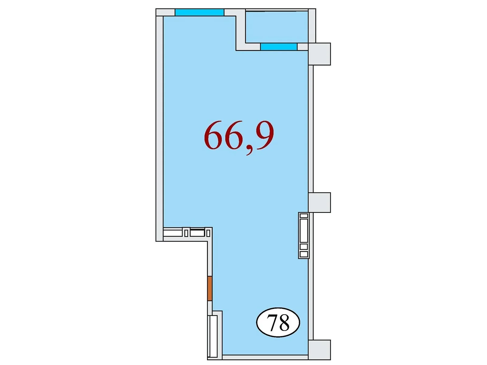 Продается 1-комнатная квартира 66.9 кв. м в Днепре, ул. Айдаривська, 15