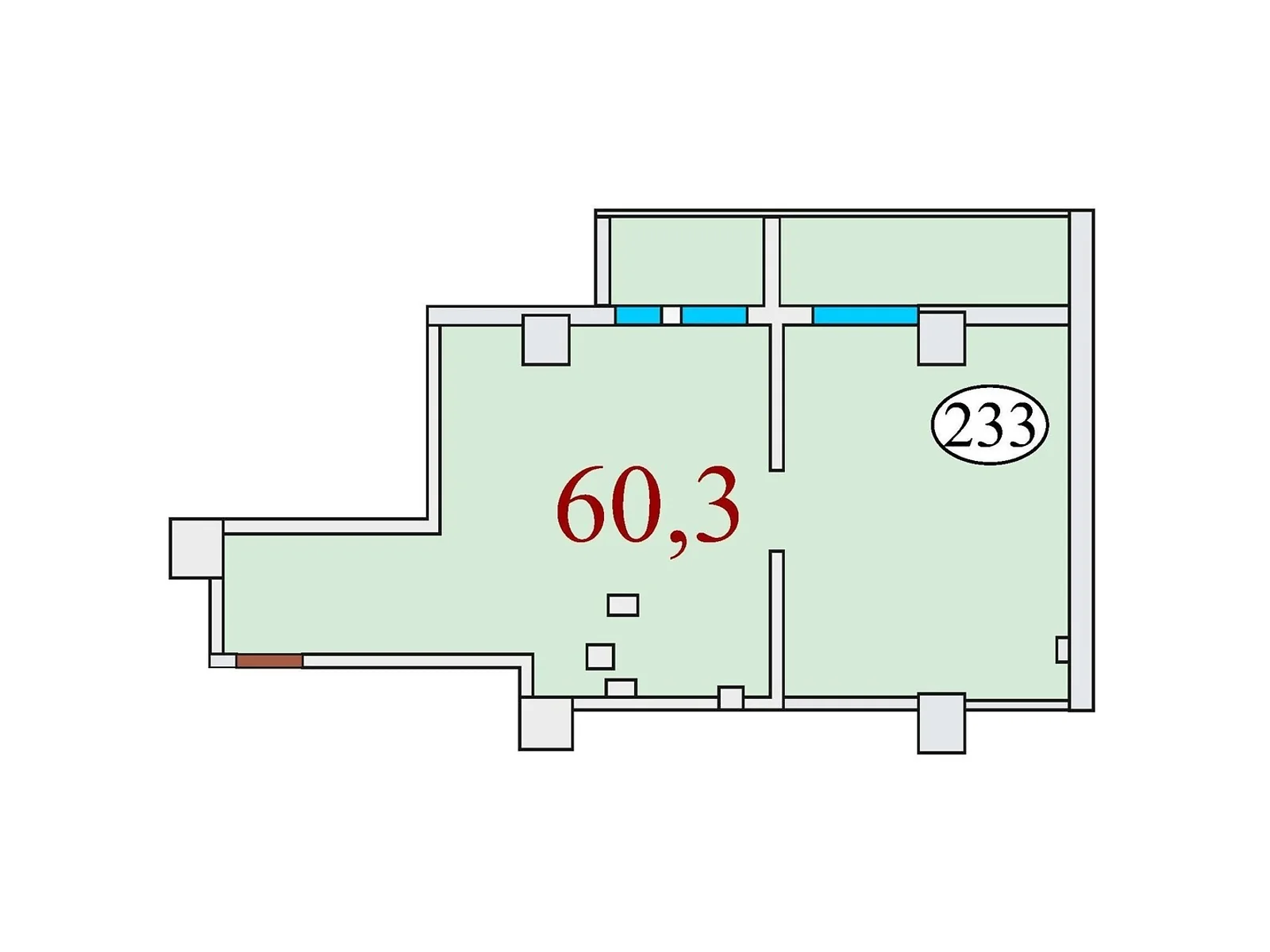 Продается 1-комнатная квартира 60.3 кв. м в Днепре, ул. Айдаривська, 15