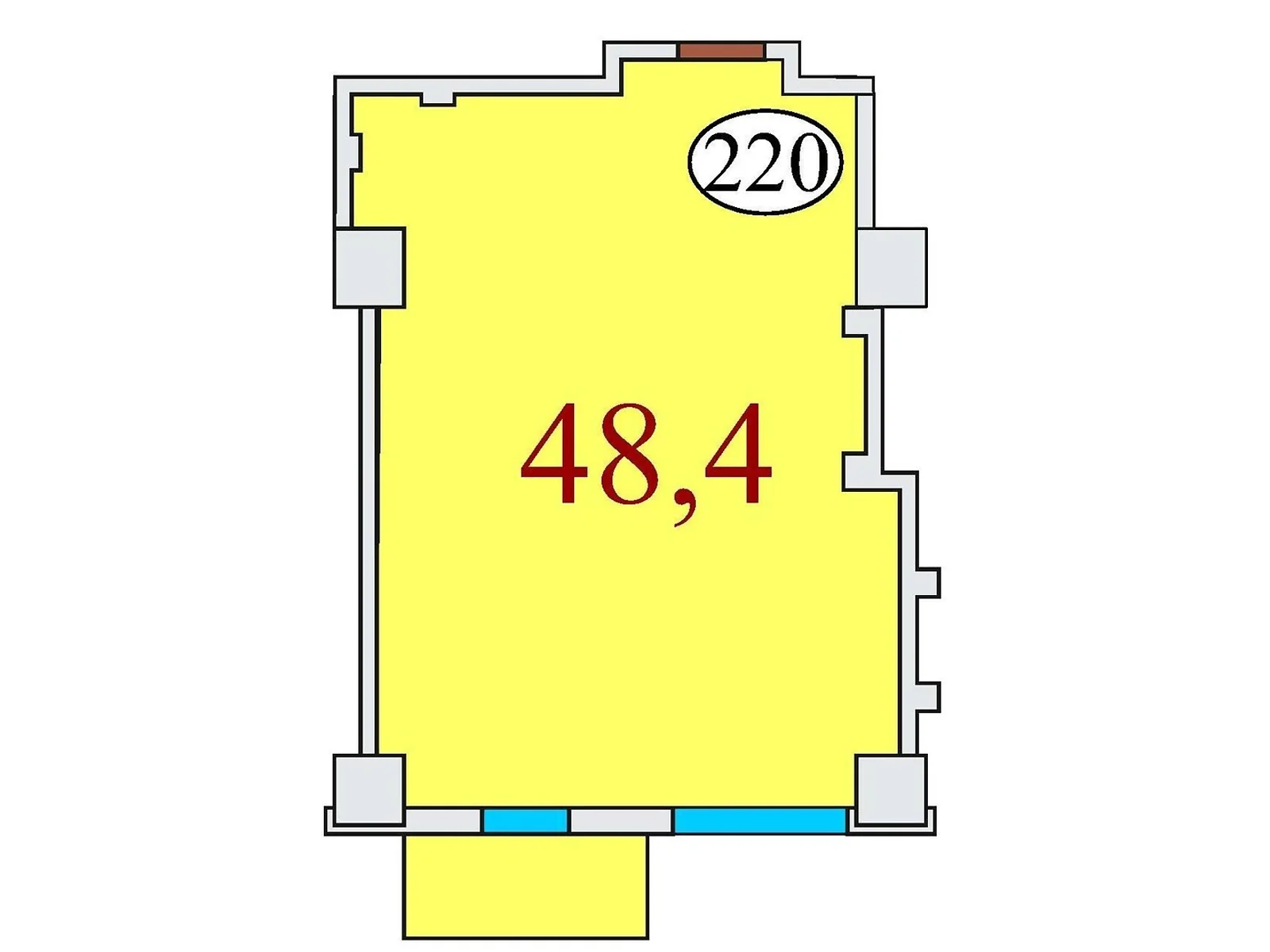 Продається 1-кімнатна квартира 48.4 кв. м у Дніпрі, вул. Айдарівська, 15