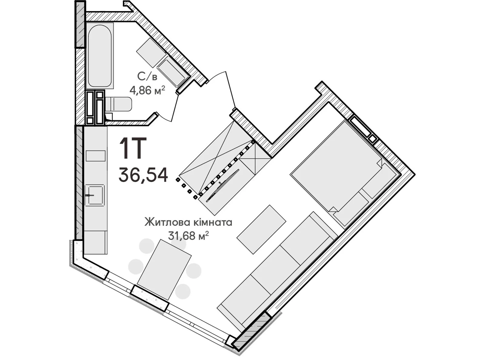 Продается 1-комнатная квартира 36 кв. м в Ирпене, ул. Достоевского