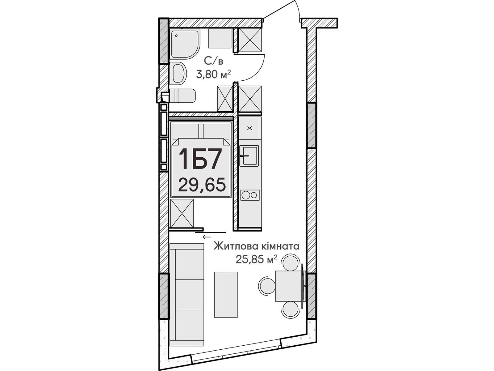 Продается 1-комнатная квартира 29 кв. м в Ирпене, ул. Достоевского