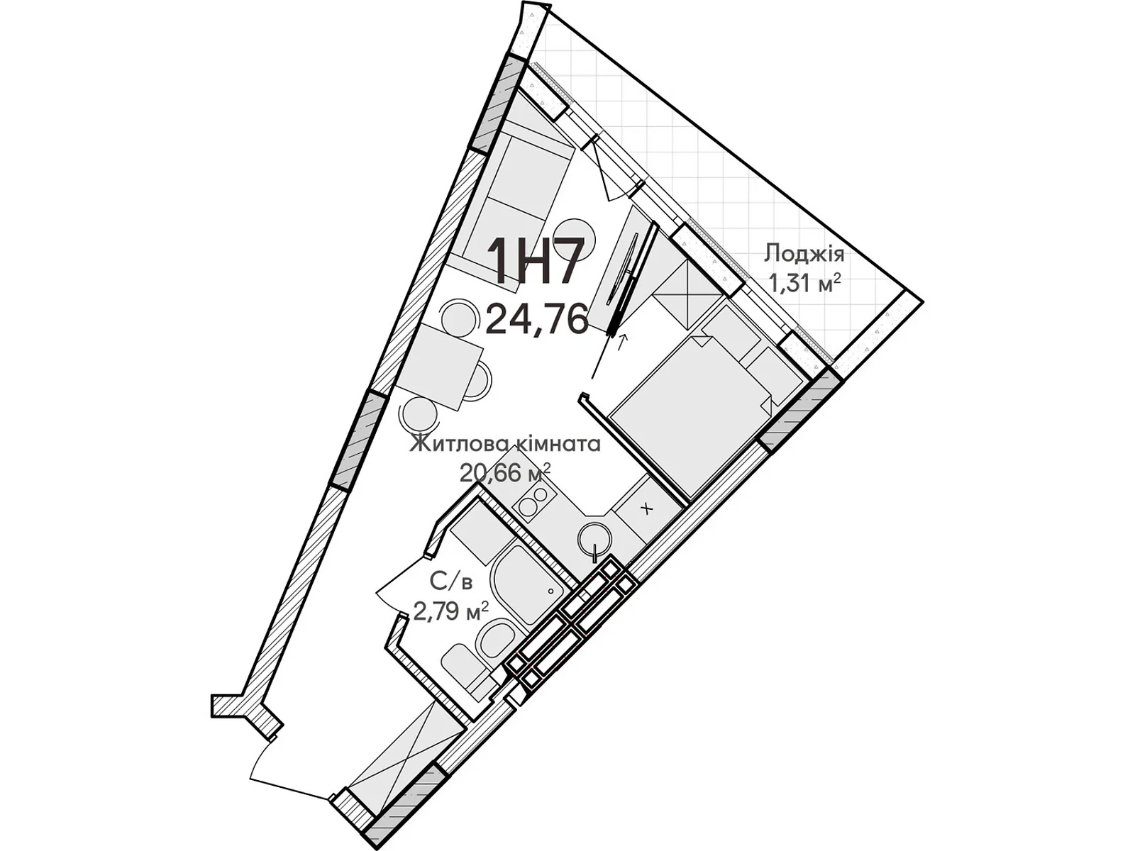 Продается 1-комнатная квартира 24 кв. м в Ирпене, ул. Достоевского