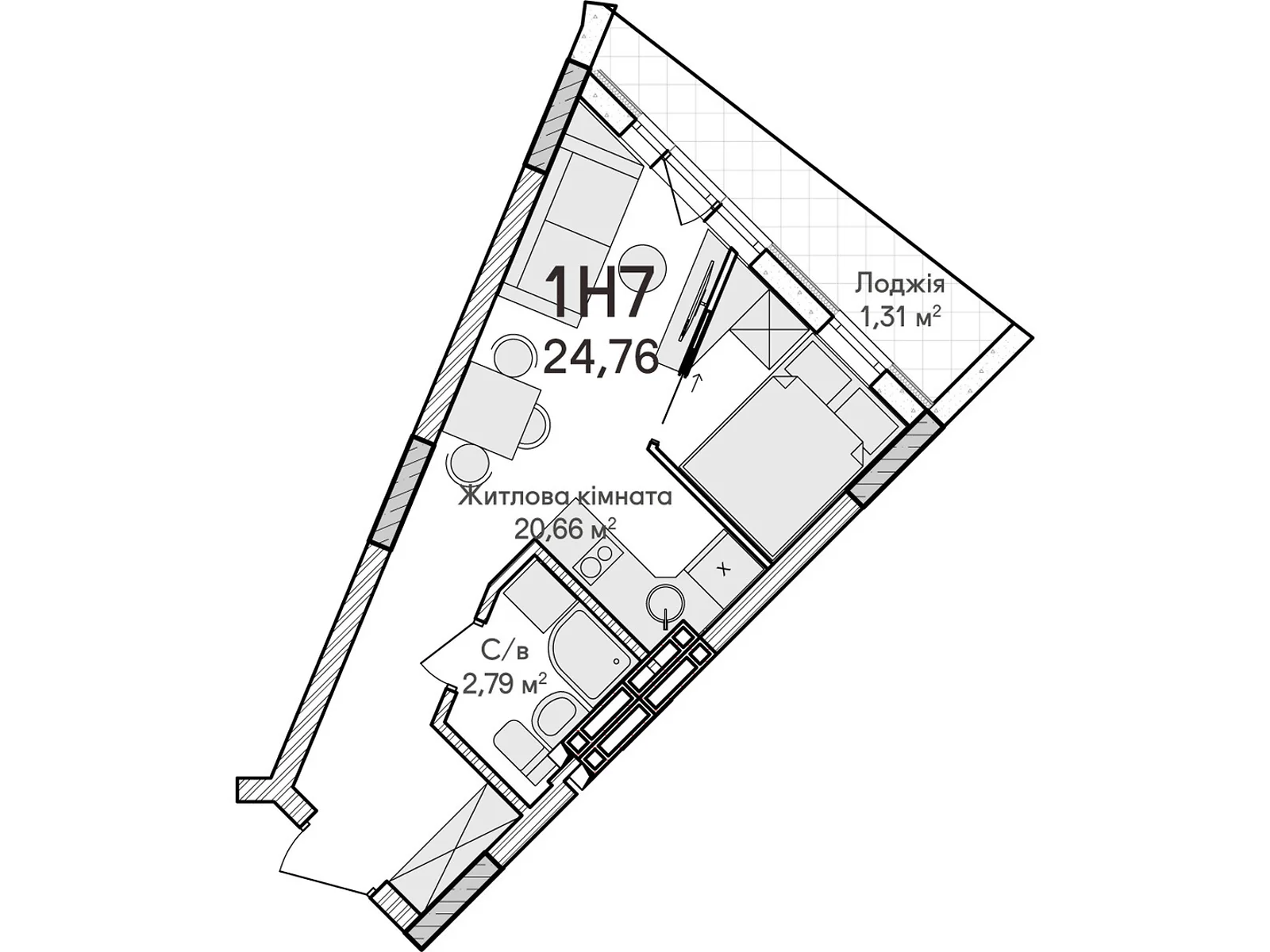 Продается 1-комнатная квартира 24 кв. м в Ирпене