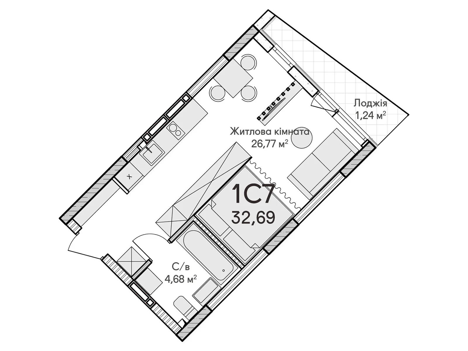 Продается 1-комнатная квартира 32 кв. м в Ирпене, ул. Достоевского