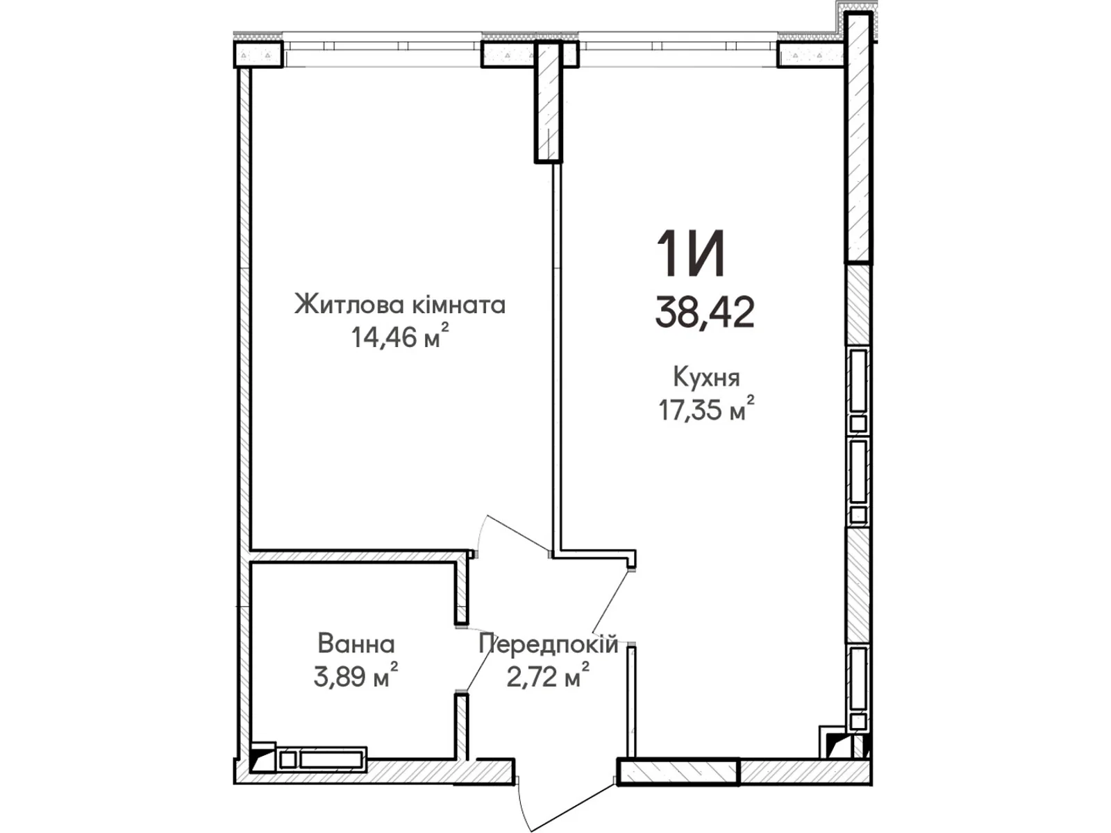 Продается 1-комнатная квартира 40 кв. м в Ирпене, ул. Кобылянской Ольги, 2