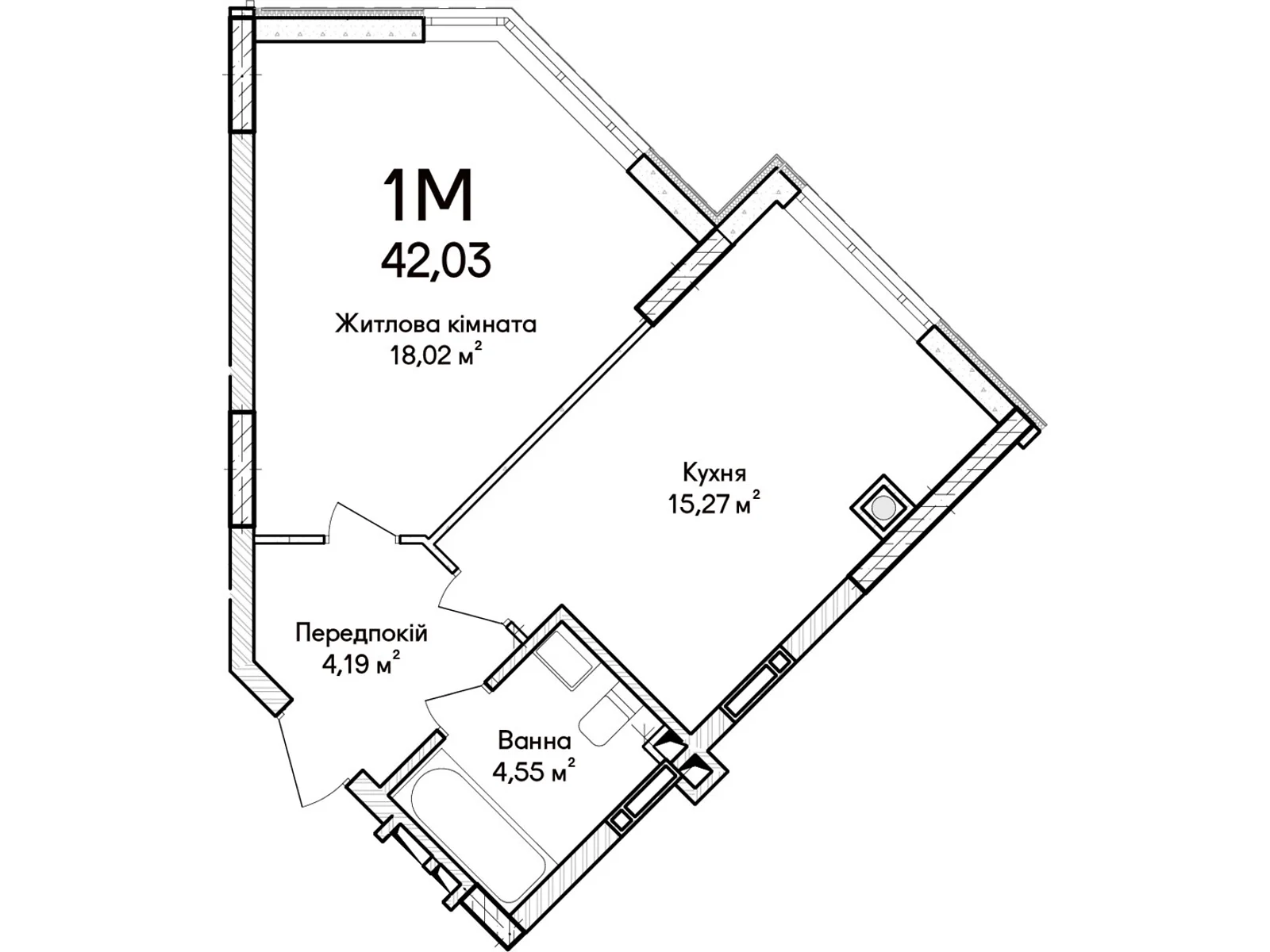 Продается 1-комнатная квартира 39 кв. м в Ирпене, ул. Достоевского