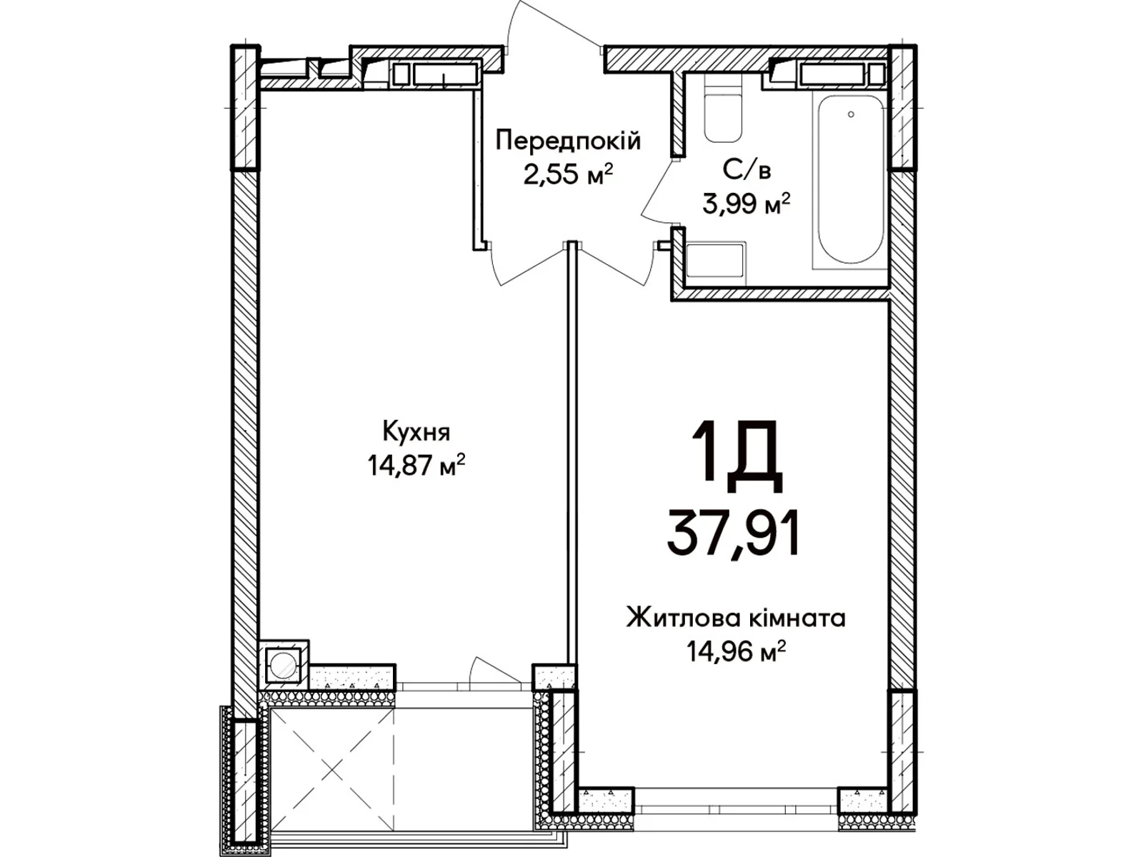 Продается 1-комнатная квартира 37 кв. м в Ирпене, ул. Достоевского