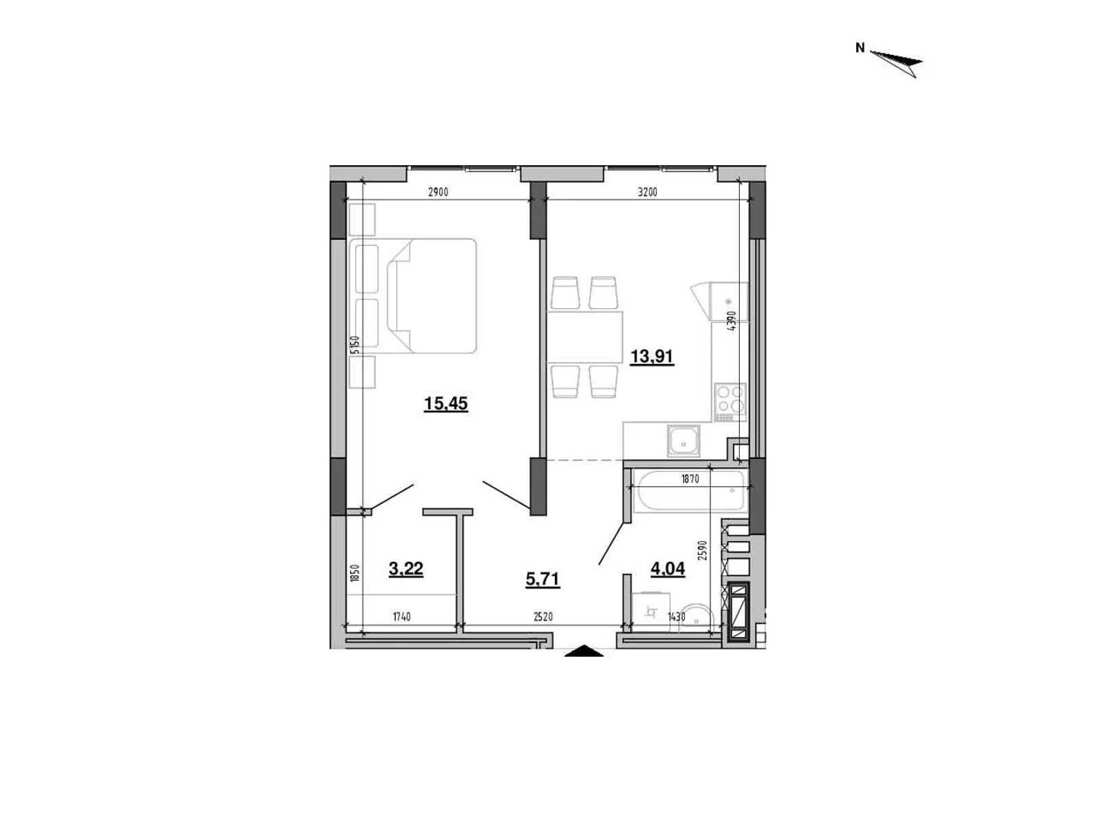 Продается 1-комнатная квартира 42.33 кв. м в Львове, 