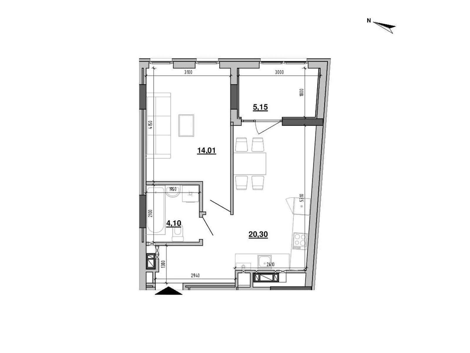 Продается 1-комнатная квартира 43.55 кв. м в Львове, ул. Новознесенская - фото 1