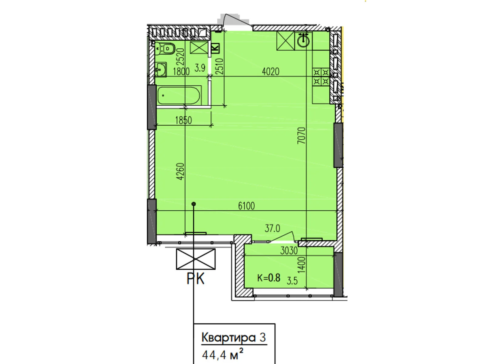 Продается 1-комнатная квартира 44.4 кв. м в Днепре, ул. Мандрыковская, 298