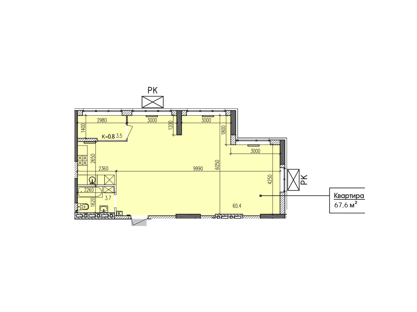 Продается 2-комнатная квартира 67.6 кв. м в Днепре, ул. Мандрыковская, 298