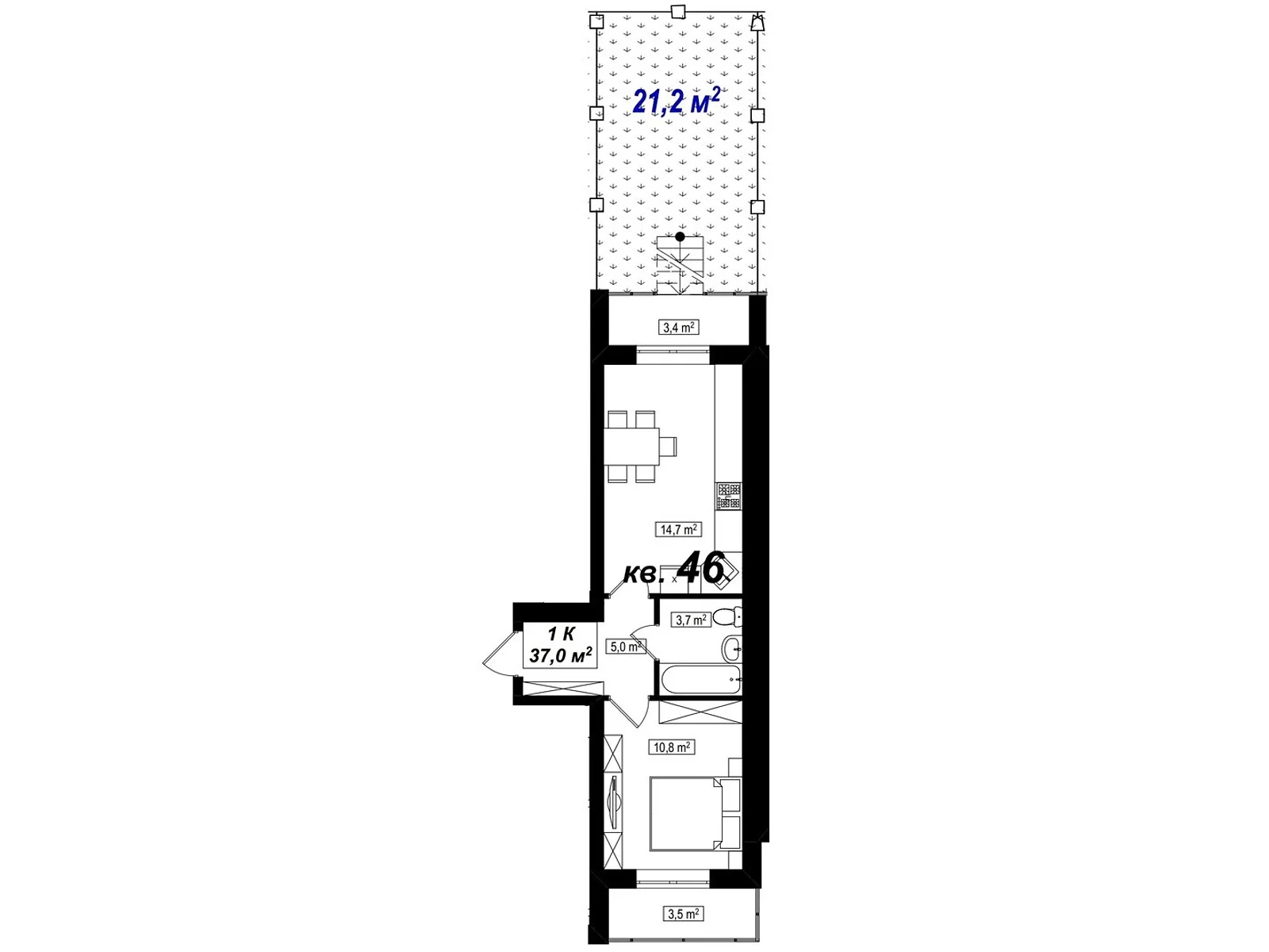 Продается 1-комнатная квартира 37 кв. м в Киево-Святошинске, вул. Счастливая