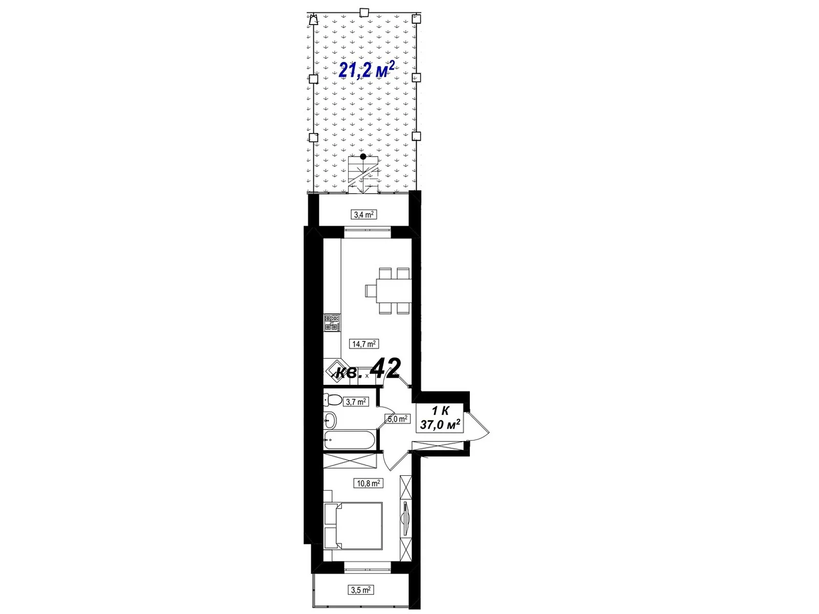 Продается 1-комнатная квартира 37 кв. м в Белогородке, ул. Счастливая