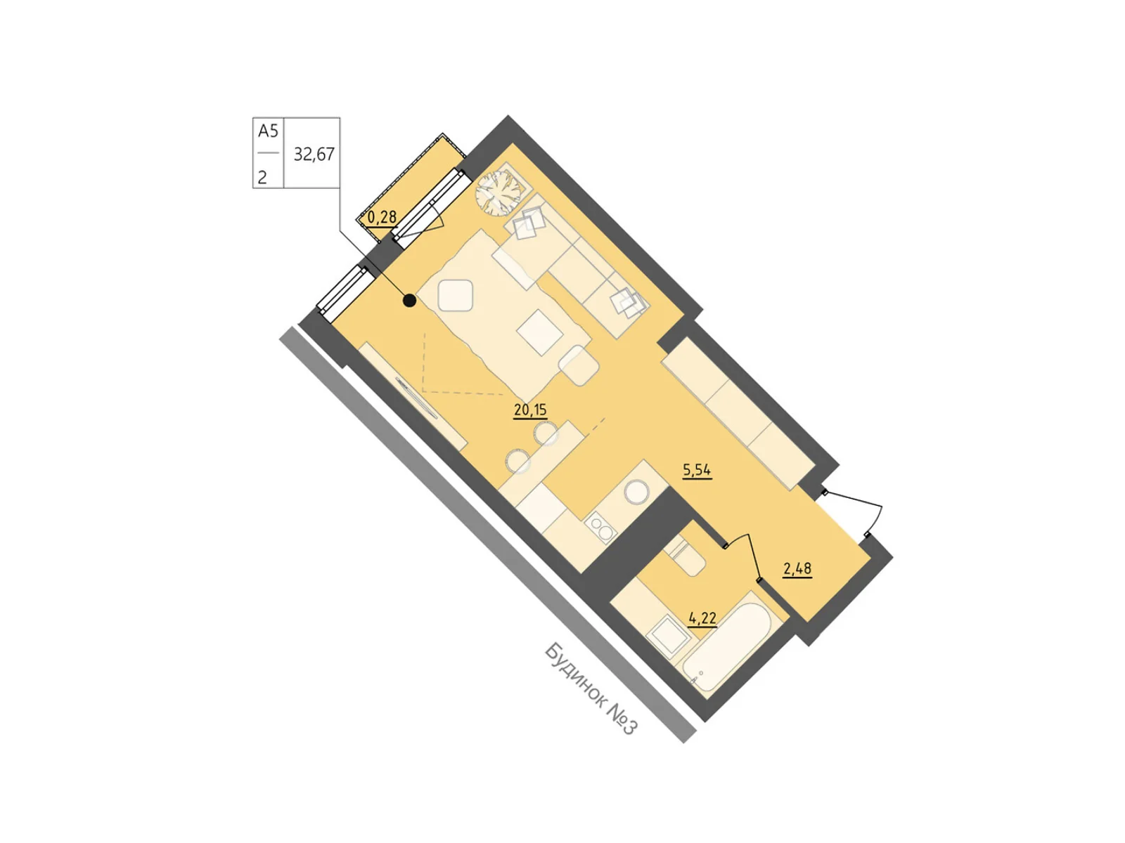 Продается 1-комнатная квартира 32.67 кв. м в Львове, ул. Лемковская, 9П - фото 1