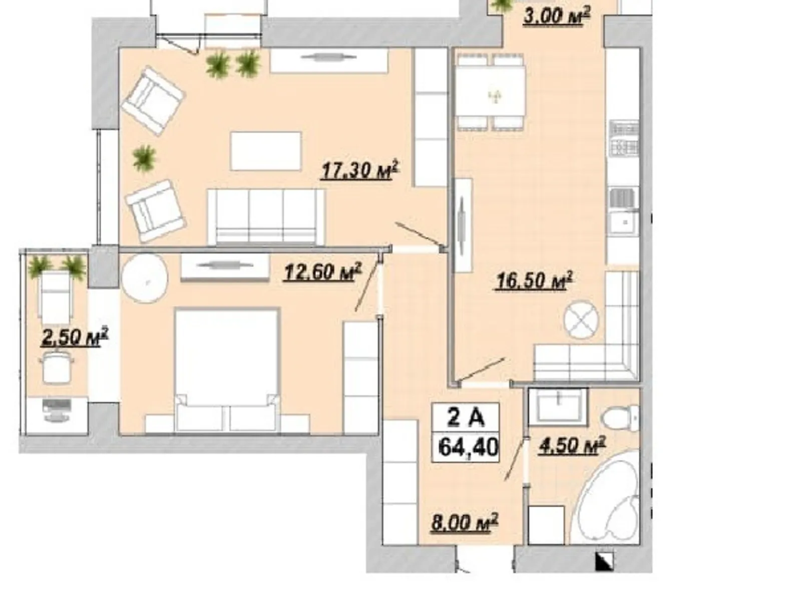 Продается 2-комнатная квартира 64.4 кв. м в Ивано-Франковске - фото 1