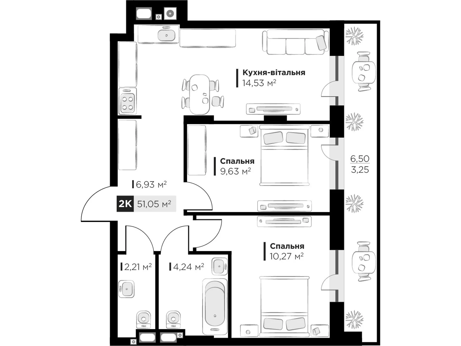 Продается 2-комнатная квартира 51.05 кв. м в Львове, ул. Орлика - фото 1