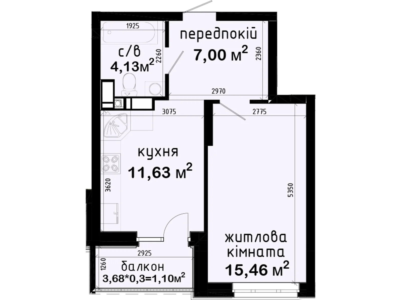 Продается 1-комнатная квартира 39.32 кв. м в Киеве, просп. Академика Глушкова, 42