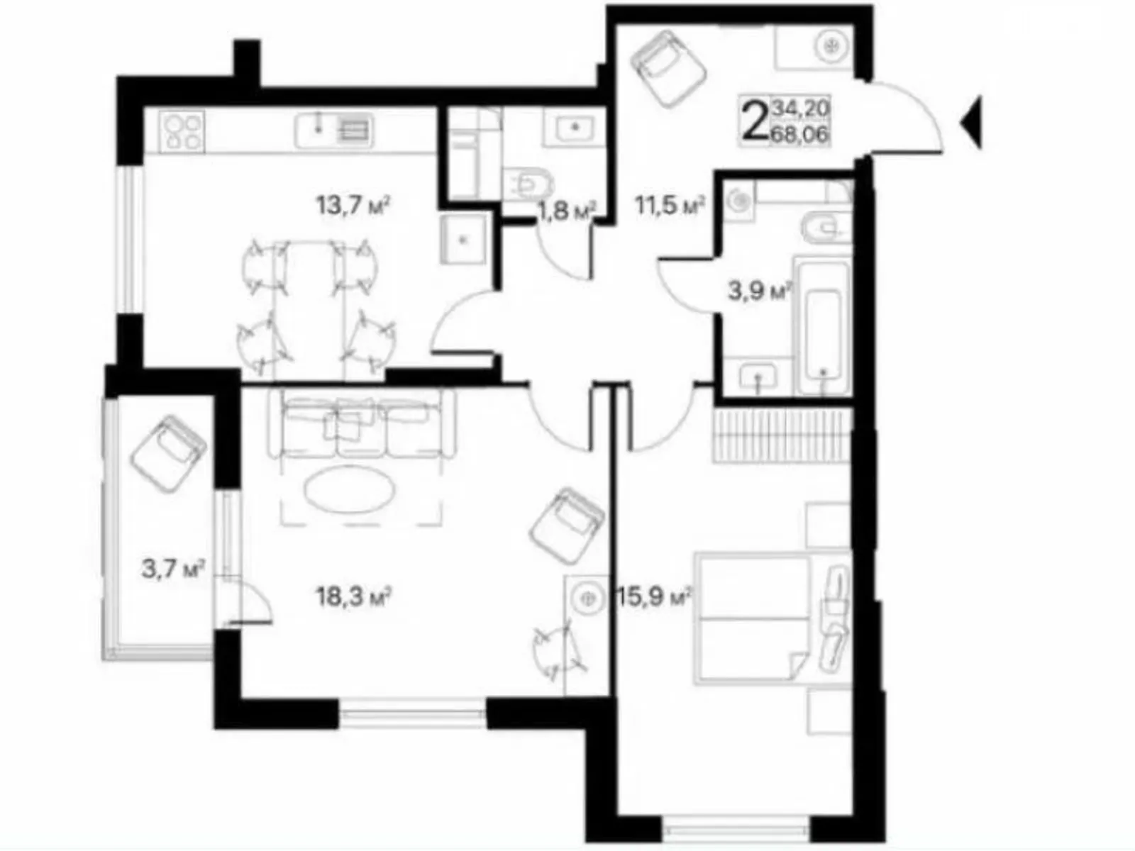 Продается 2-комнатная квартира 71 кв. м в Киеве, ул. Ревуцкого, 40Г